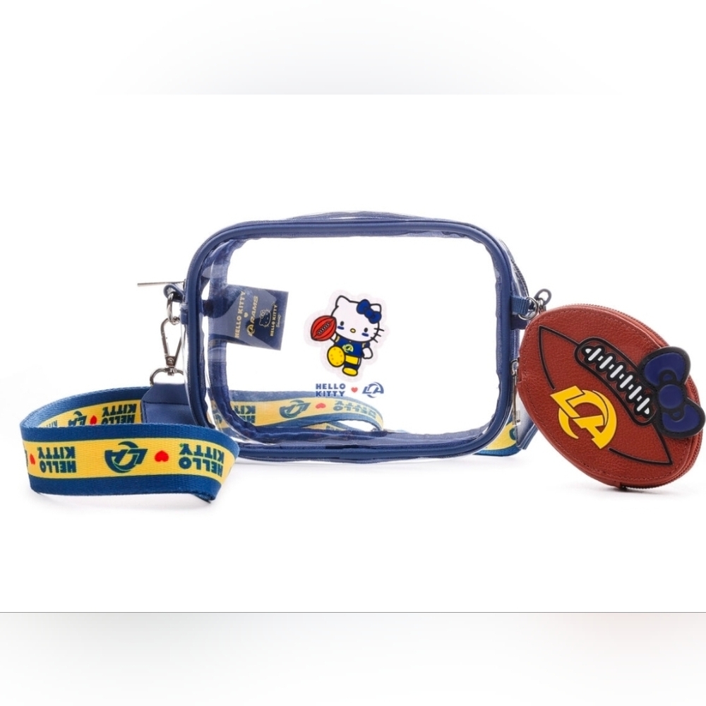 RAMS Hello Kitty Blue Transparent Kids Bag with Football Charm. Limited Edition!